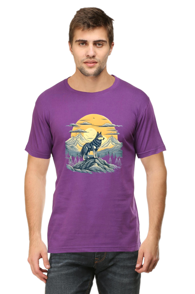 Stand Alone Like a Wolf – Bold Mountain Wolf Graphic T-Shirt for Men