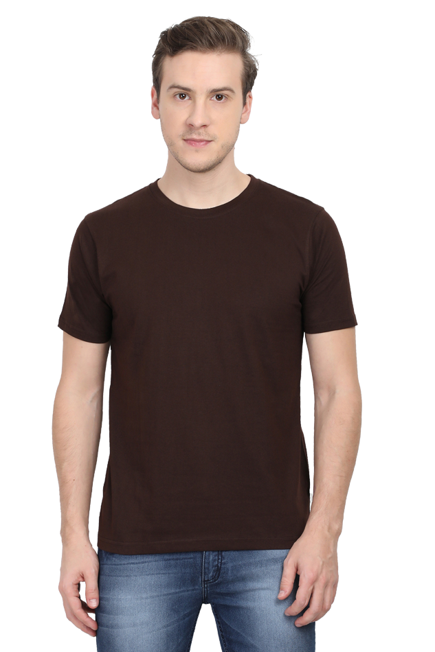 Male Round Neck Half Sleeve Classic Coffee Brown T-Shirt - Timeless & Comfortable
