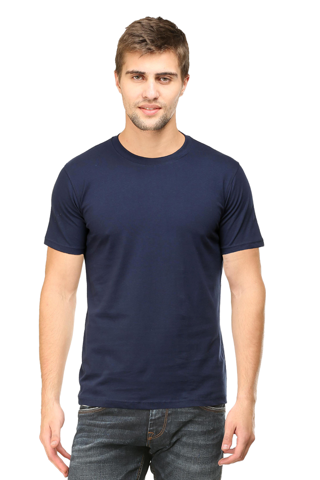 Classic Navy Blue Men's Round Neck Half Sleeve T-Shirt - Stylish, Comfortable & Versatile