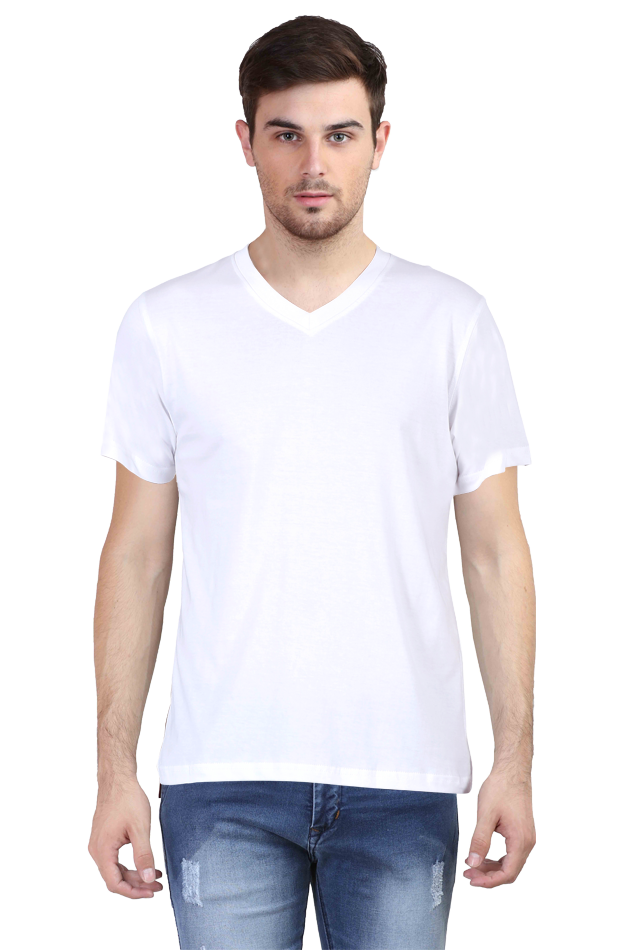 Plain Men's V-Neck Half Sleeve T-Shirt - Stylish & Comfortable