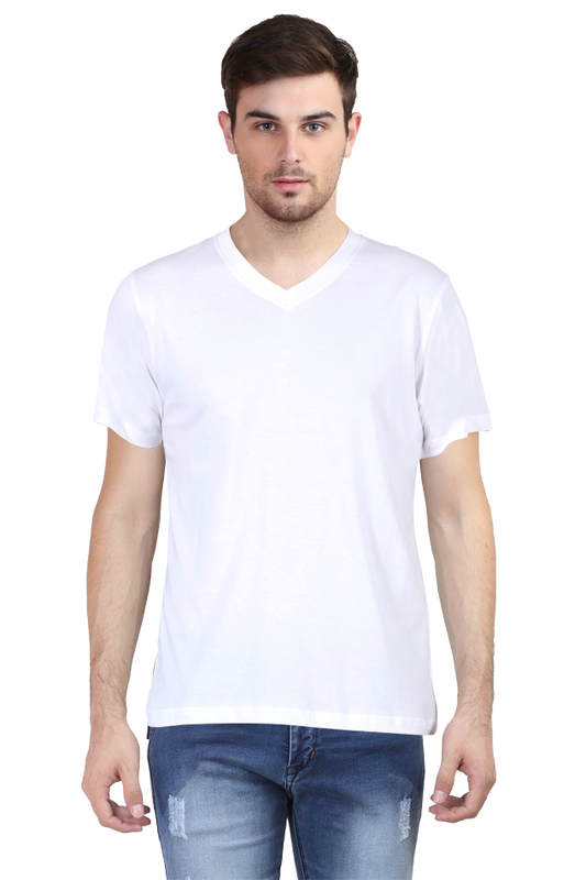 Plain Men's V-Neck Half Sleeve T-Shirt - Stylish & Comfortable