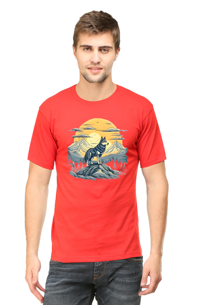 Stand Alone Like a Wolf – Bold Mountain Wolf Graphic T-Shirt for Men