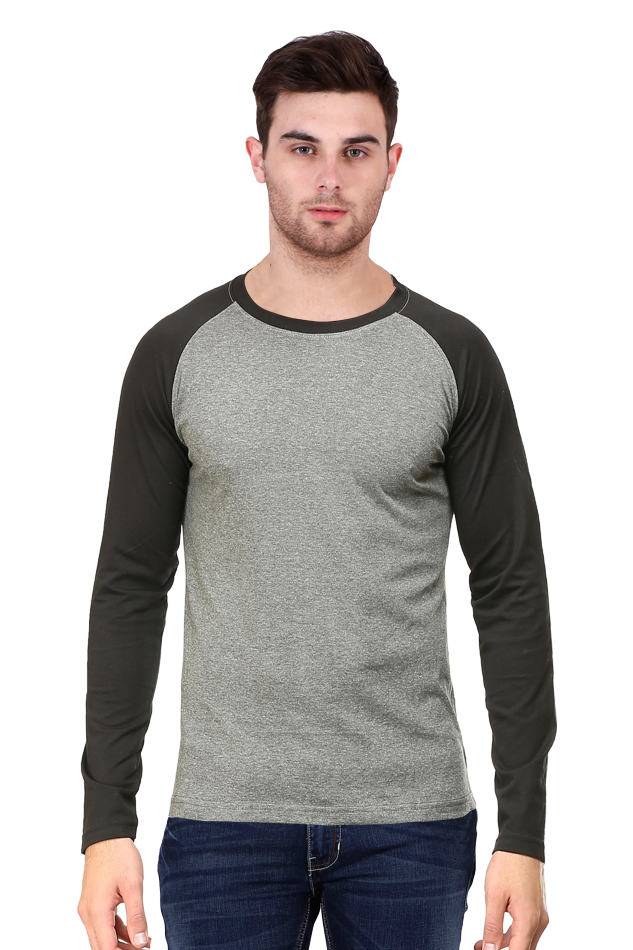 Men’s Black and Grey Raglan Full Sleeve T-Shirt - Comfortable, Stylish & Durable