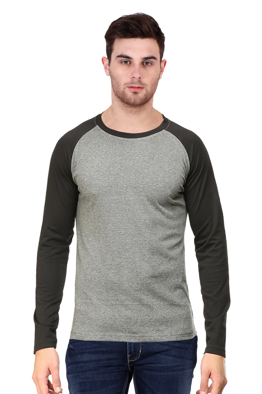 Men’s Black and Grey Raglan Full Sleeve T-Shirt - Comfortable, Stylish & Durable
