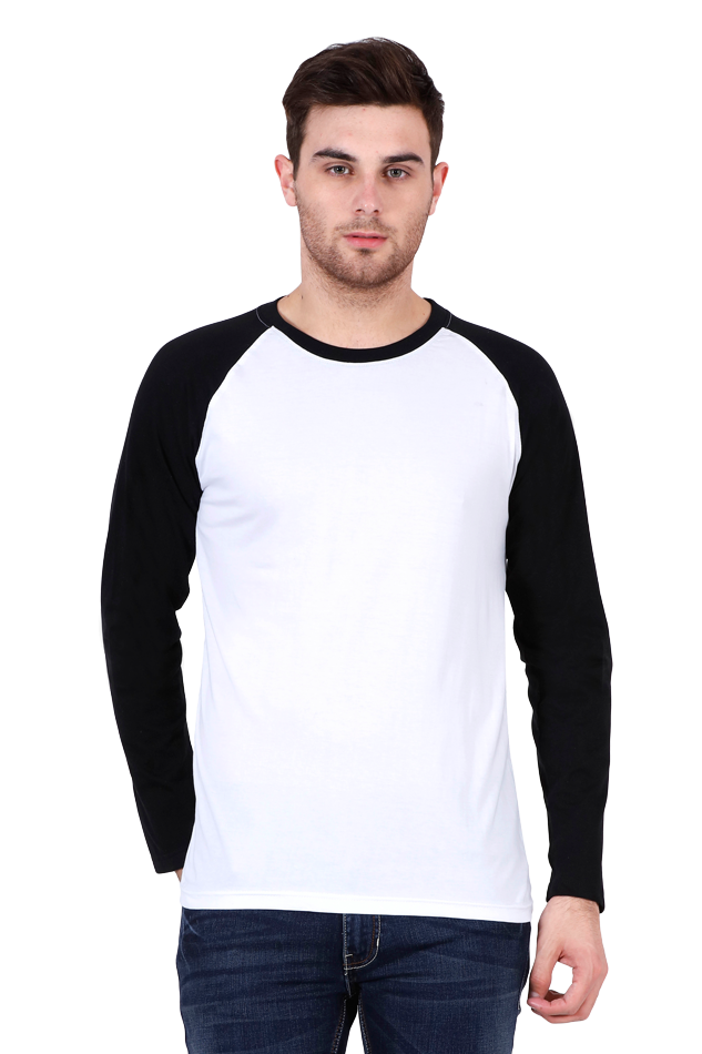 Black & White Men’s Raglan Full Sleeve T-Shirt - Comfortable, Stylish & Durable
