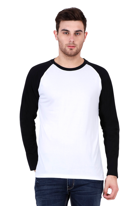 Black & White Men’s Raglan Full Sleeve T-Shirt - Comfortable, Stylish & Durable
