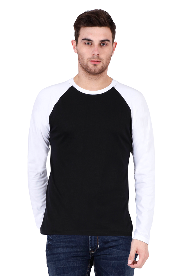 White and Black Men’s Raglan Full Sleeve T-Shirt - Comfortable, Stylish & Durable