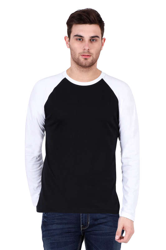 White and Black Men’s Raglan Full Sleeve T-Shirt - Comfortable, Stylish & Durable