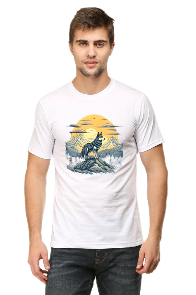 Stand Alone Like a Wolf – Bold Mountain Wolf Graphic T-Shirt for Men