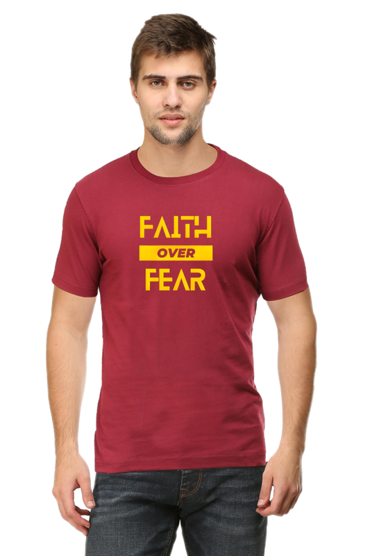 "Faith Over Fear" Men's Motivational T-Shirt - Bold & Inspiring Graphic Tee
