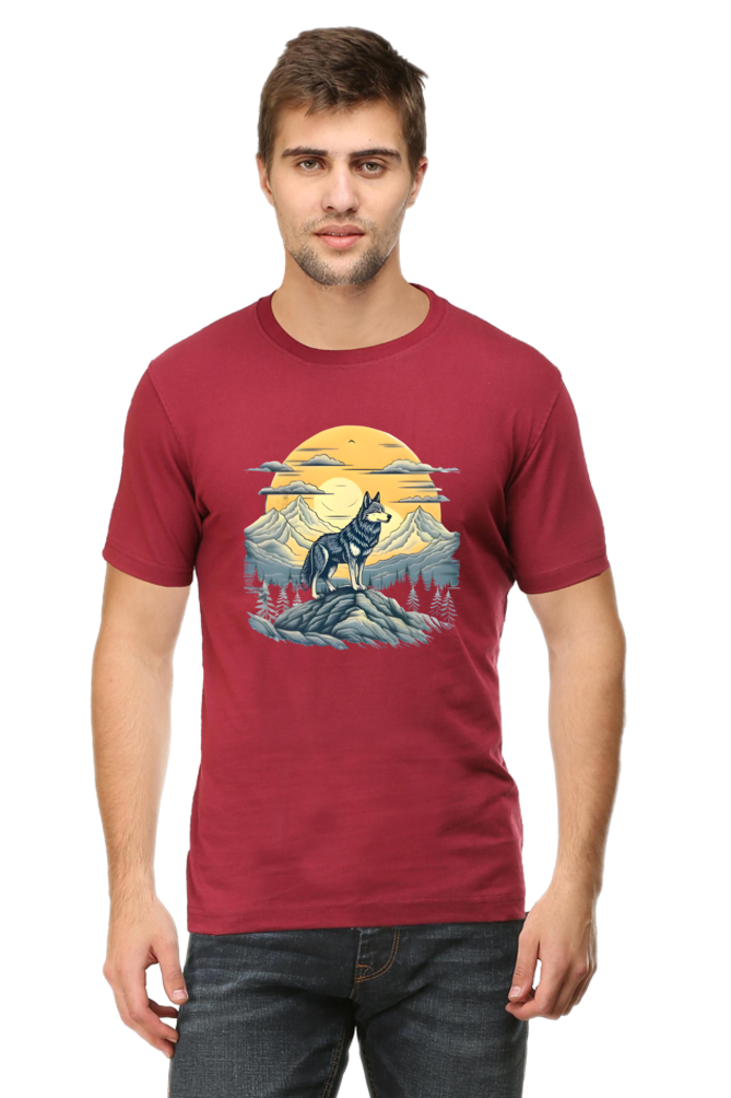 Stand Alone Like a Wolf – Bold Mountain Wolf Graphic T-Shirt for Men