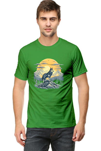 Stand Alone Like a Wolf – Bold Mountain Wolf Graphic T-Shirt for Men