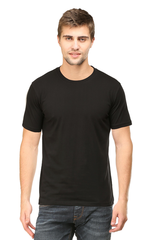 Classic Black Men's Round Neck Half Sleeve T-Shirt - Timeless, Comfortable & Versatile