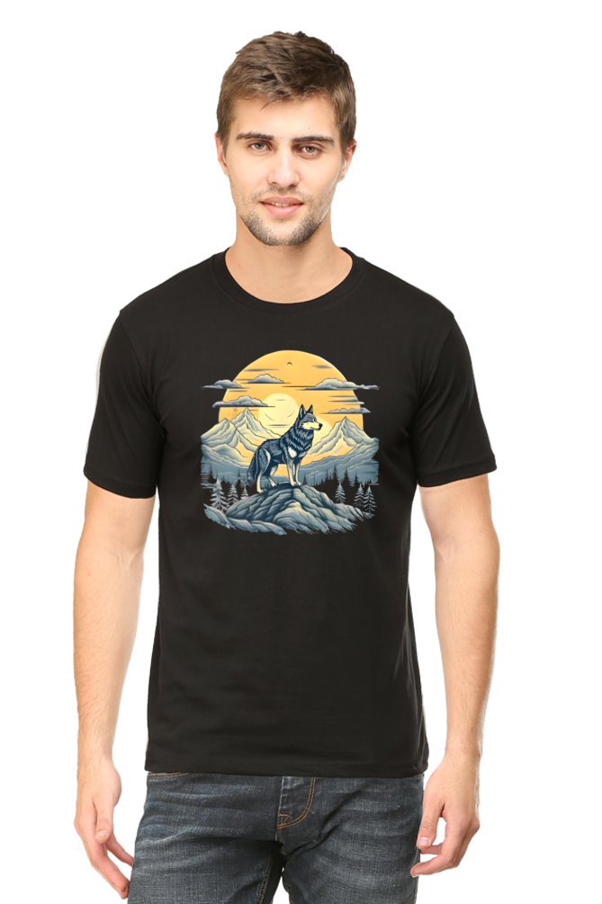 Stand Alone Like a Wolf – Bold Mountain Wolf Graphic T-Shirt for Men