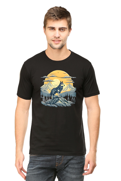 Stand Alone Like a Wolf – Bold Mountain Wolf Graphic T-Shirt for Men