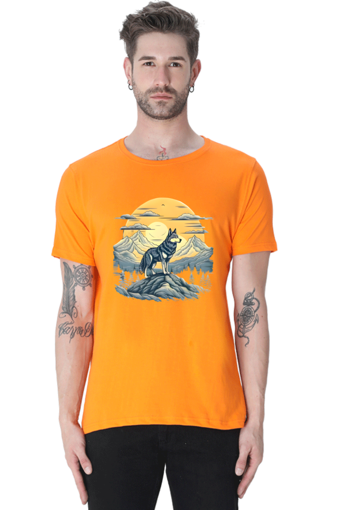 Stand Alone Like a Wolf – Bold Mountain Wolf Graphic T-Shirt for Men