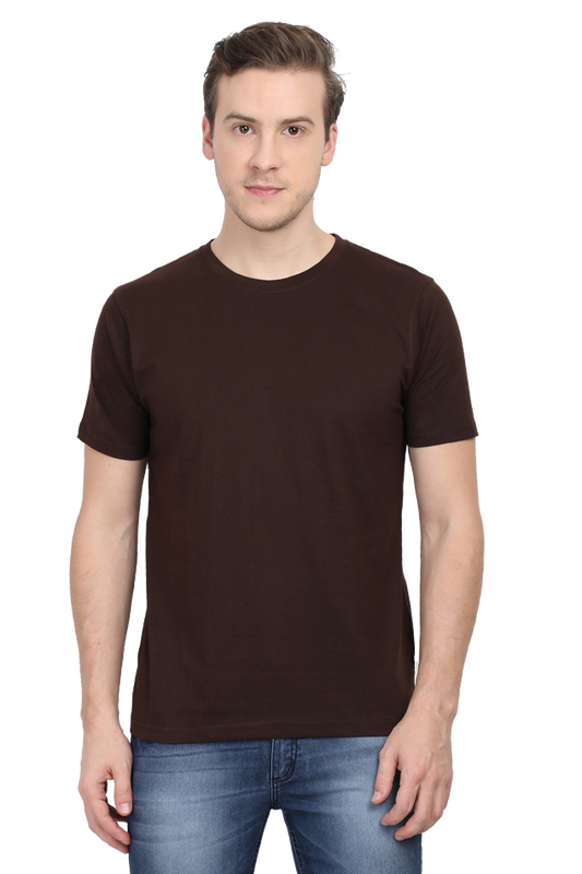 Male Round Neck Half Sleeve Classic Coffee Brown T-Shirt - Timeless & Comfortable