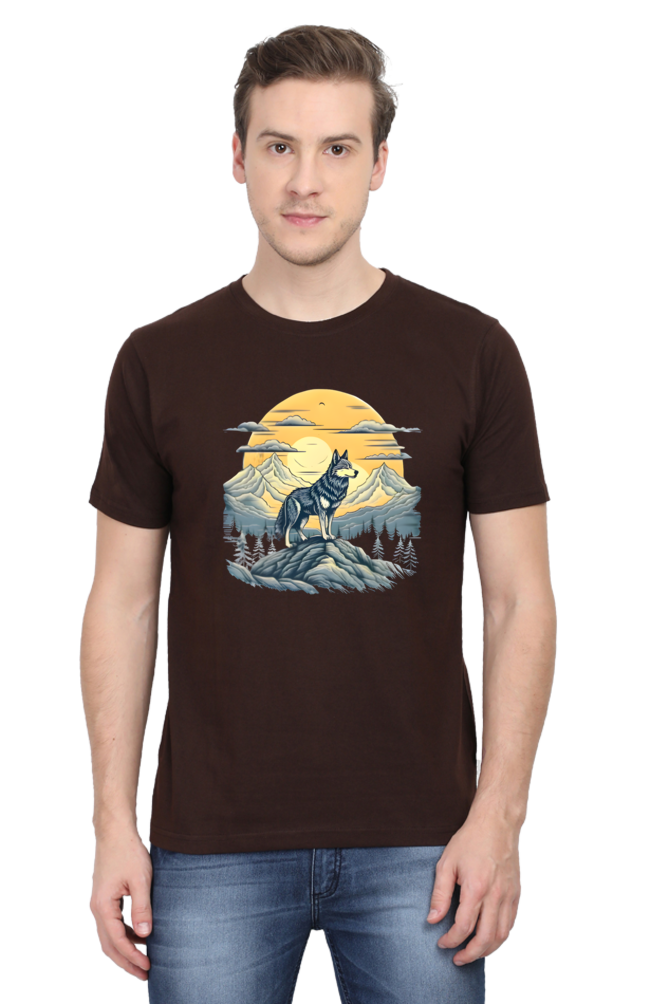 Stand Alone Like a Wolf – Bold Mountain Wolf Graphic T-Shirt for Men