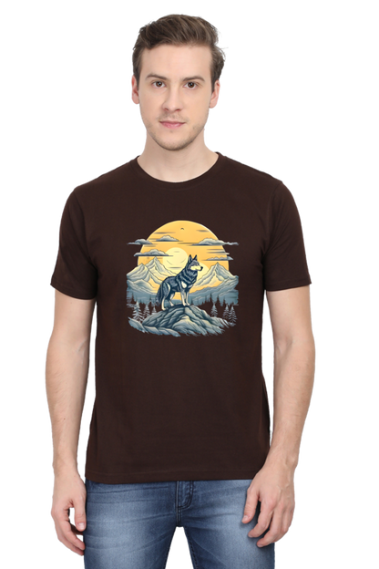Stand Alone Like a Wolf – Bold Mountain Wolf Graphic T-Shirt for Men