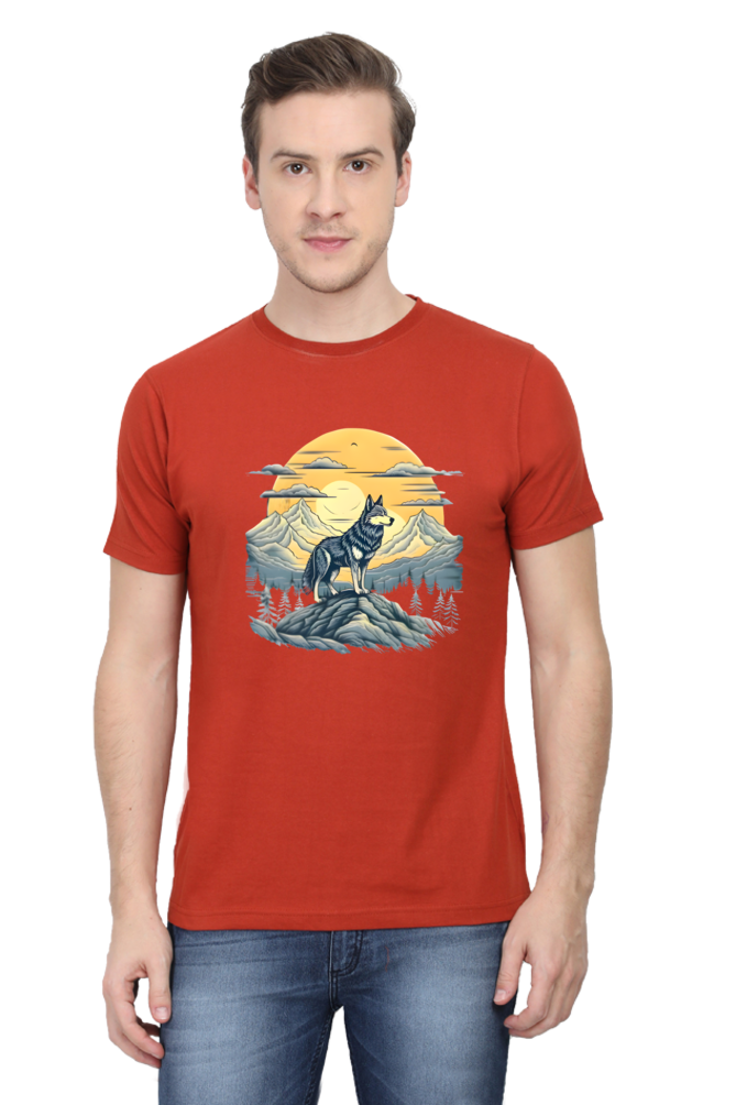 Stand Alone Like a Wolf – Bold Mountain Wolf Graphic T-Shirt for Men