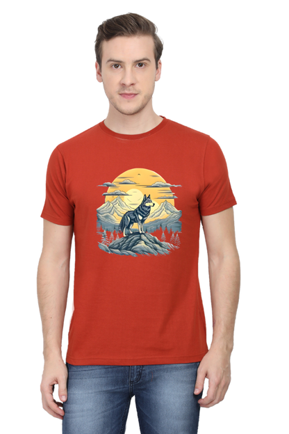 Stand Alone Like a Wolf – Bold Mountain Wolf Graphic T-Shirt for Men