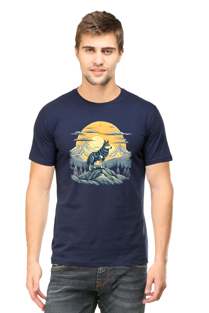 Stand Alone Like a Wolf – Bold Mountain Wolf Graphic T-Shirt for Men