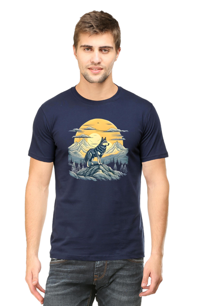 Stand Alone Like a Wolf – Bold Mountain Wolf Graphic T-Shirt for Men