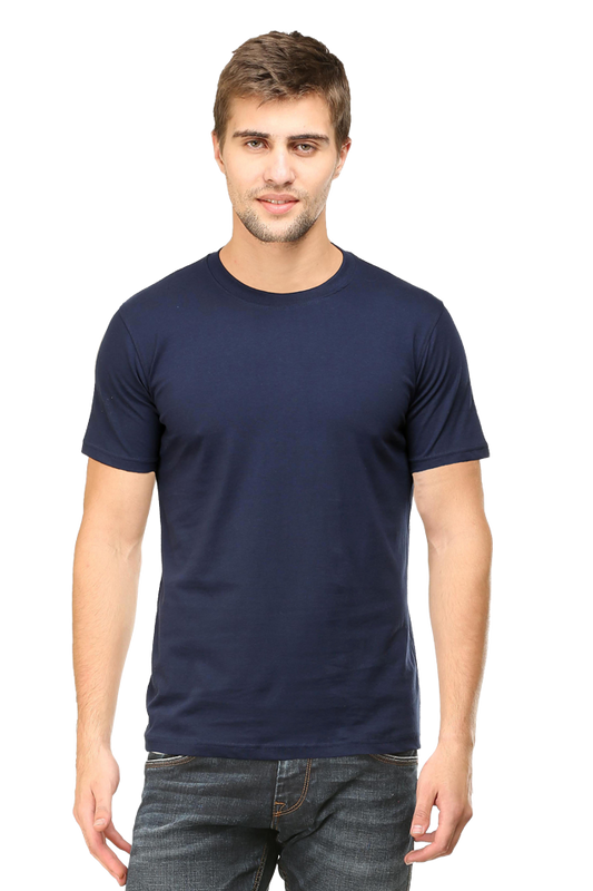Classic Navy Blue Men's Round Neck Half Sleeve T-Shirt - Stylish, Comfortable & Versatile