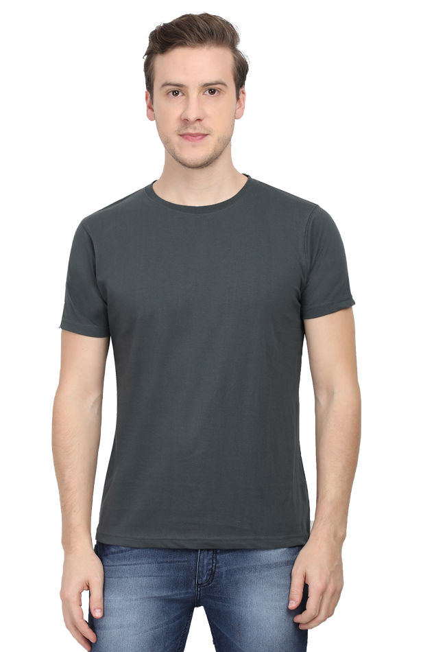 Male Round Neck Half Sleeve Classic Steel Grey T-Shirt - Comfortable & Trendy Everyday Wear