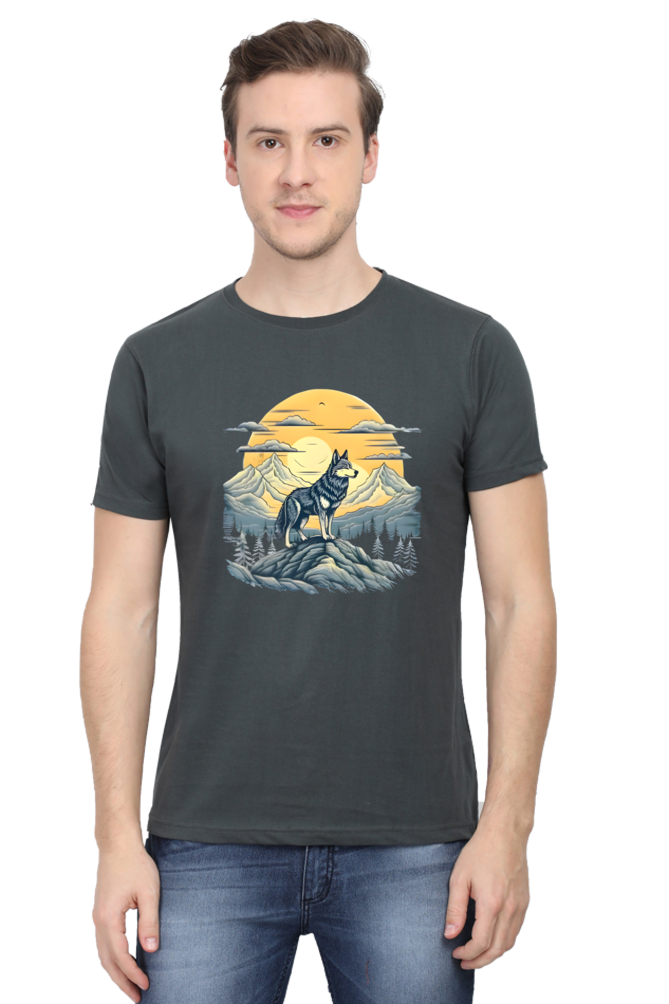 Stand Alone Like a Wolf – Bold Mountain Wolf Graphic T-Shirt for Men