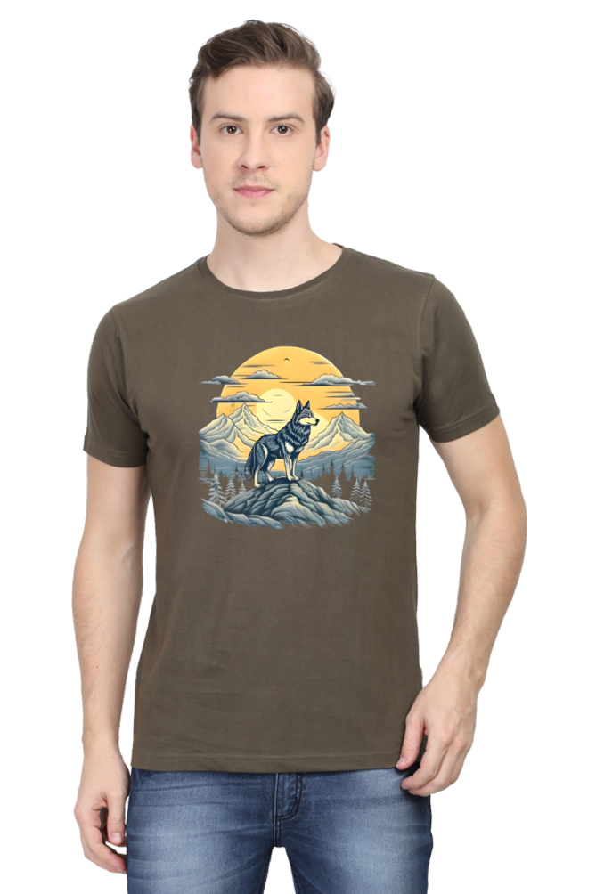 Stand Alone Like a Wolf – Bold Mountain Wolf Graphic T-Shirt for Men