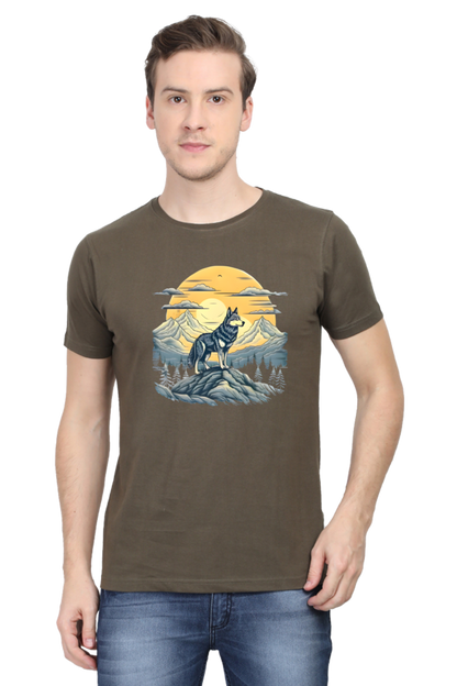 Stand Alone Like a Wolf – Bold Mountain Wolf Graphic T-Shirt for Men