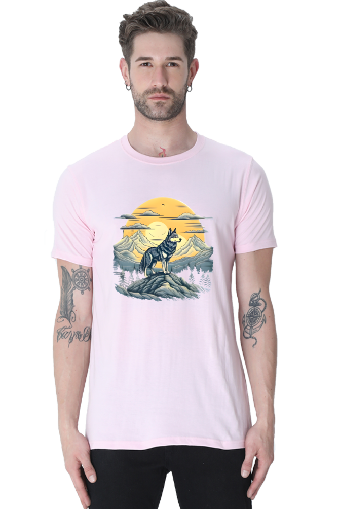 Stand Alone Like a Wolf – Bold Mountain Wolf Graphic T-Shirt for Men