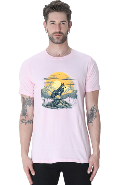 Stand Alone Like a Wolf – Bold Mountain Wolf Graphic T-Shirt for Men