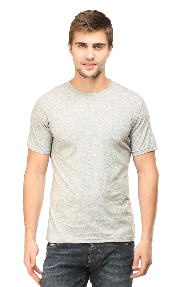 Classic Grey Melange Men's Round Neck Half Sleeve T-Shirt - Comfortable, Stylish & Durable