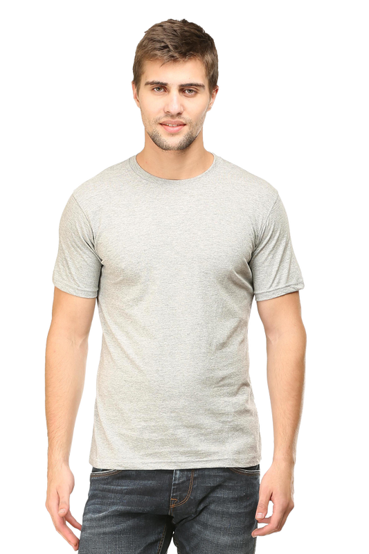 Classic Grey Melange Men's Round Neck Half Sleeve T-Shirt - Comfortable, Stylish & Durable