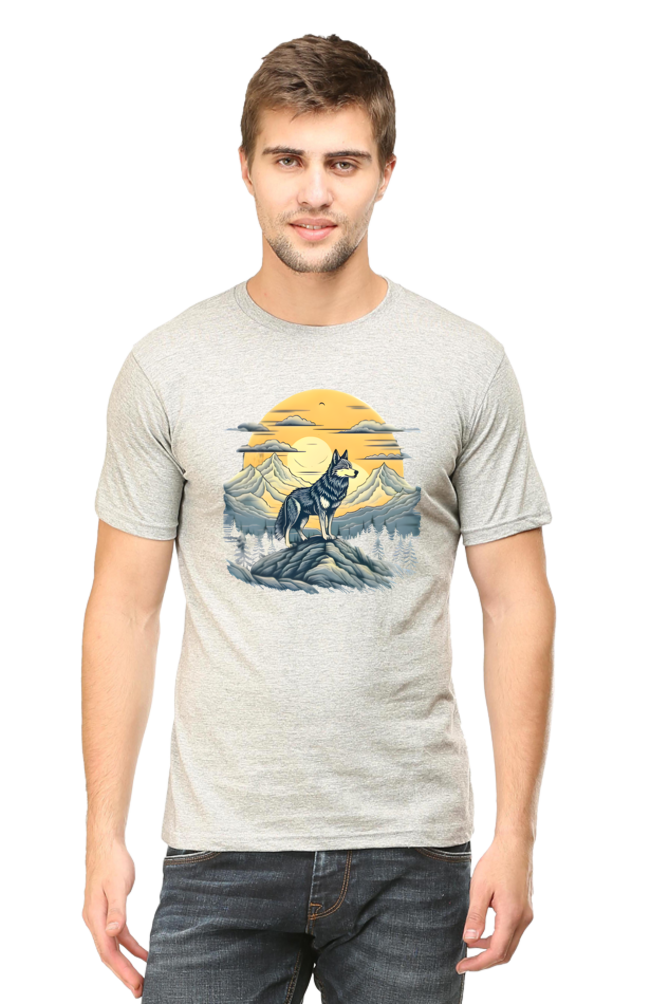 Stand Alone Like a Wolf – Bold Mountain Wolf Graphic T-Shirt for Men