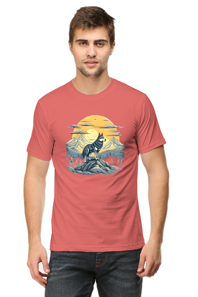 Stand Alone Like a Wolf – Bold Mountain Wolf Graphic T-Shirt for Men