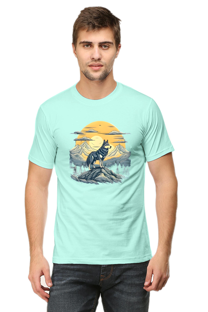 Stand Alone Like a Wolf – Bold Mountain Wolf Graphic T-Shirt for Men