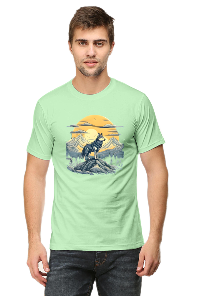Stand Alone Like a Wolf – Bold Mountain Wolf Graphic T-Shirt for Men