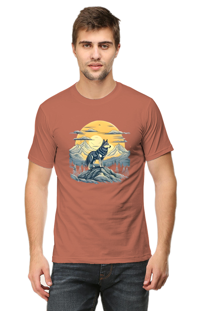 Stand Alone Like a Wolf – Bold Mountain Wolf Graphic T-Shirt for Men