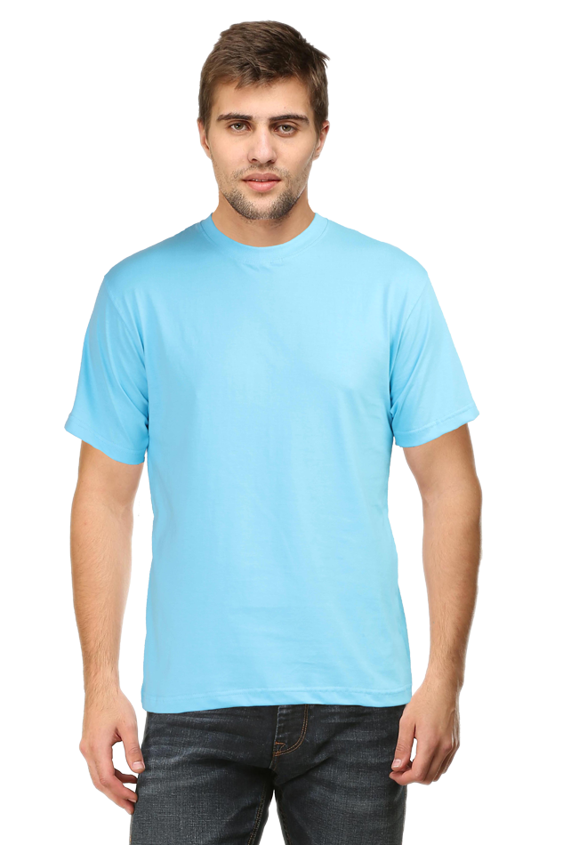 Classic Sky Blue Men's Round Neck Half Sleeve T-Shirt - Stylish, Comfortable & Everyday Essential