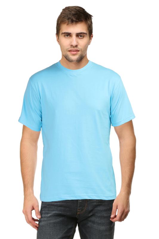 Classic Sky Blue Men's Round Neck Half Sleeve T-Shirt - Stylish, Comfortable & Everyday Essential