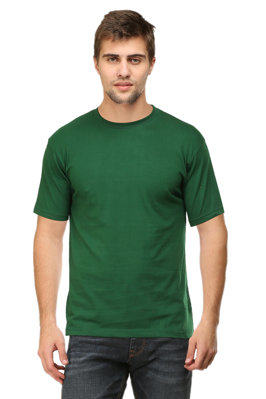 Classic Bottle Green Men's Round Neck Half Sleeve T-Shirt - Stylish, Comfortable & Versatile