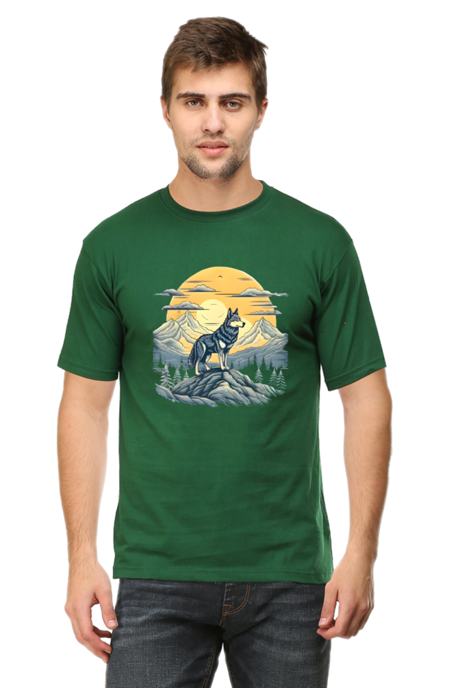 Stand Alone Like a Wolf – Bold Mountain Wolf Graphic T-Shirt for Men