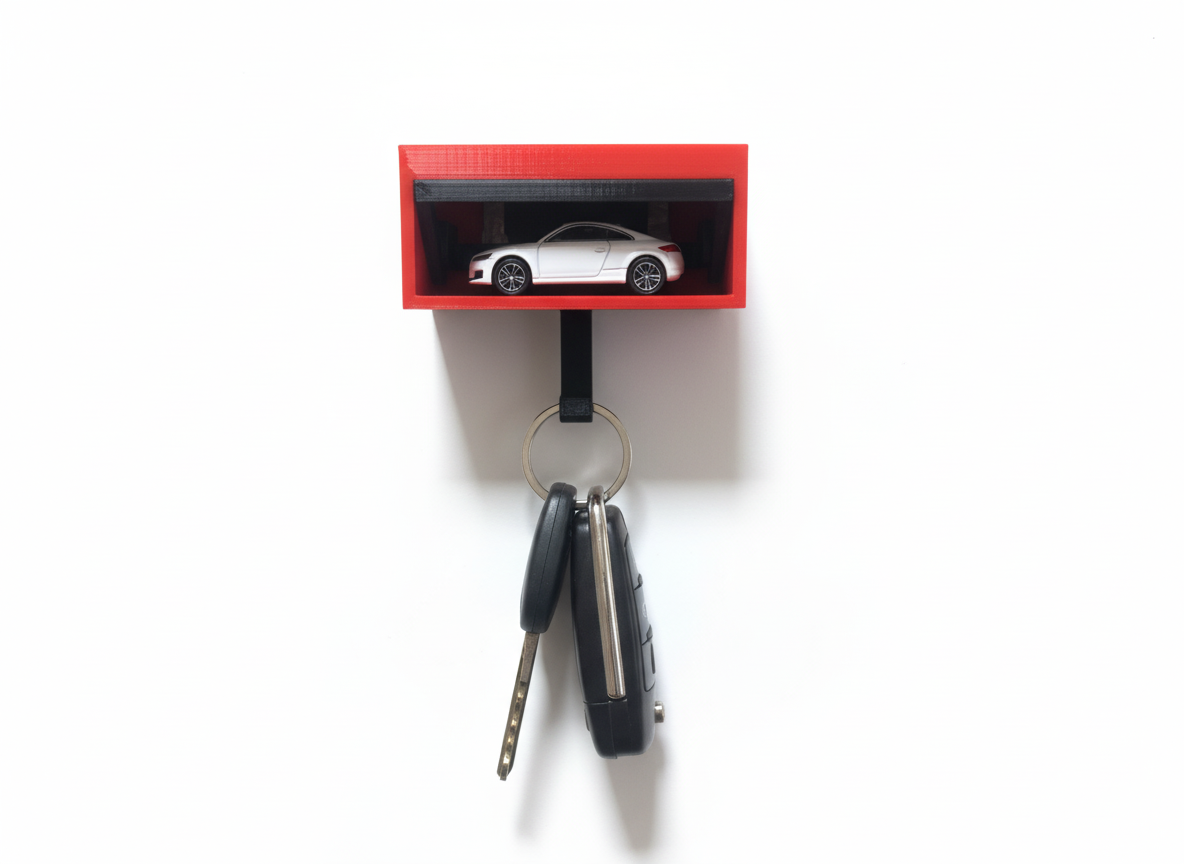Garage-Style Key Holder – Wall Mount Organizer with Car Model Slot (Car not included)
