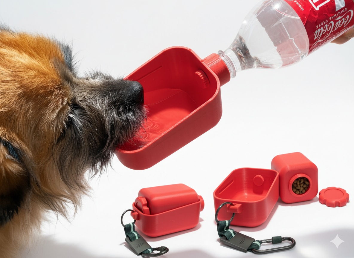 Portable Dog Water & Food Bottle – Travel-Friendly Pet Feeder with Bowl